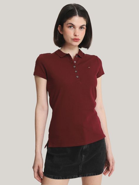 Polo Solid Slim Fit Con 5 Botones Burdeo Tommy Hilfiger-0