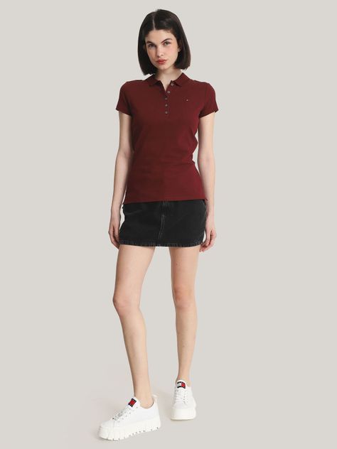 Polo Solid Slim Fit Con 5 Botones Burdeo Tommy Hilfiger-1
