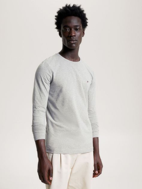 Polera Básica Slim Organic Cotton Gris Tommy Hilfiger-0