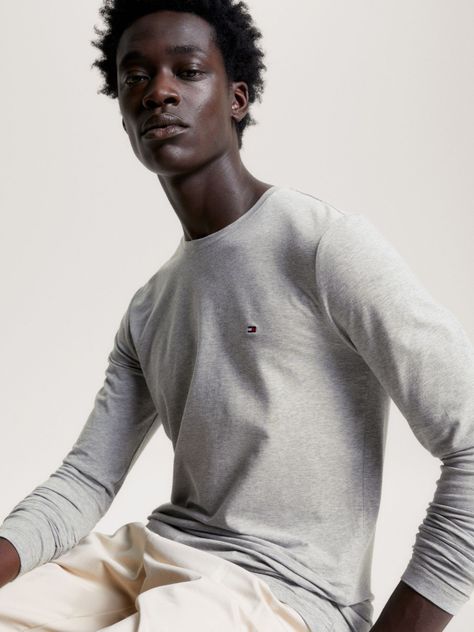 Polera Básica Slim Organic Cotton Gris Tommy Hilfiger-3