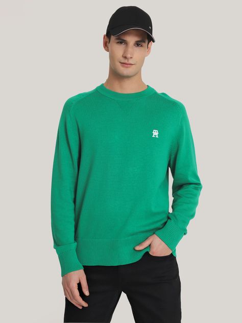 Sweater Relaxed Logo Monogram Verde Tommy Hilfiger-0