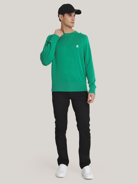 Sweater Relaxed Logo Monogram Verde Tommy Hilfiger-1