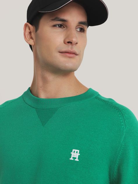 Sweater Relaxed Logo Monogram Verde Tommy Hilfiger-3