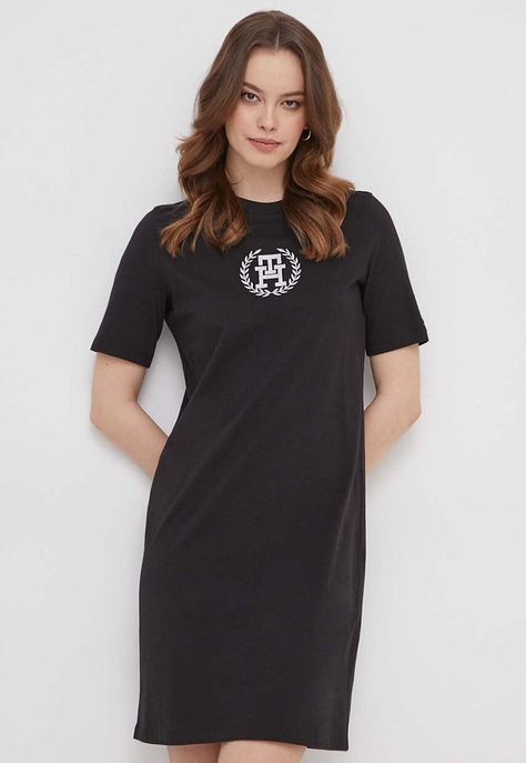 Vestido Con Logo Redondo Negro Tommy Hilfiger-0