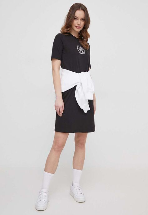 Vestido Con Logo Redondo Negro Tommy Hilfiger-1