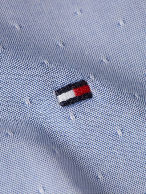 Camisa Oxford Dot Con Logo Celeste Tommy Hilfiger-2