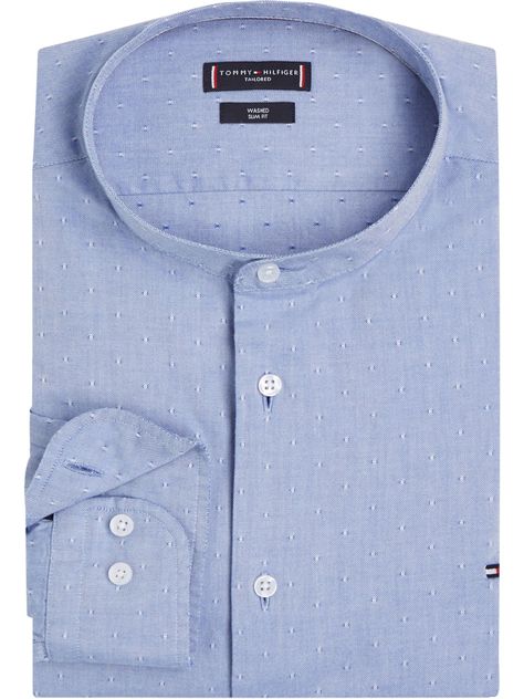 Camisa Oxford Dot Con Logo Celeste Tommy Hilfiger-3