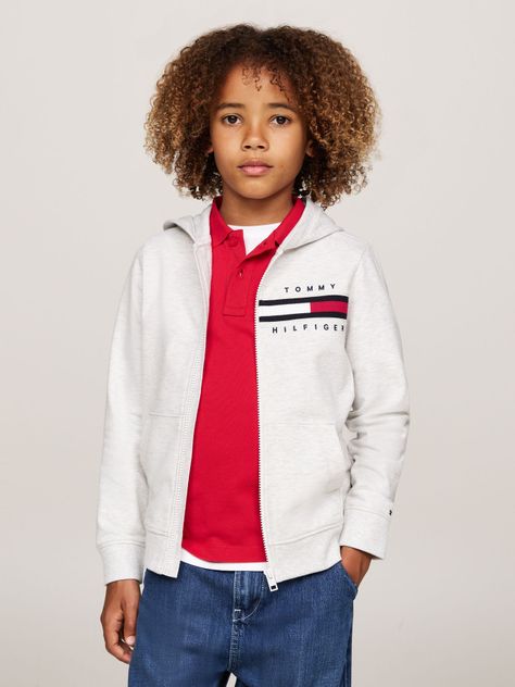 Polerón Hoodie Niño Con Ribetes Blanco Tommy Hilfiger-0