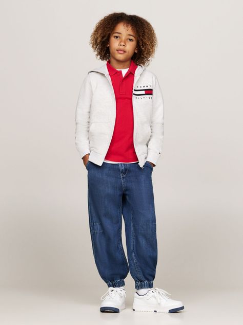 Polerón Hoodie Niño Con Ribetes Blanco Tommy Hilfiger-1