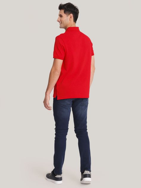 Polo Solid Label Con Logo Rojo Tommy Hilfiger-2