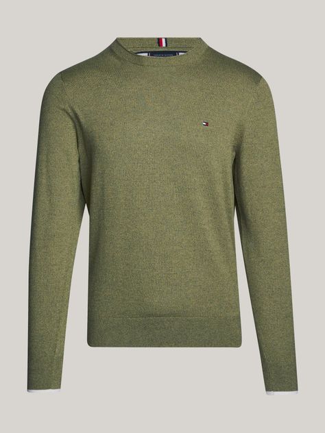 Sweater De Punto Mouliné C-Neck Verde Tommy Hilfiger-4