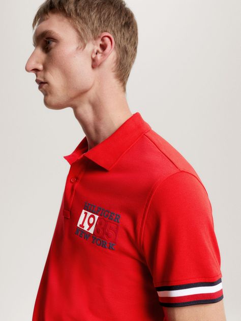 Polo Ribeteado Corte Slim Y Logo Rojo Tommy Hilfiger-3