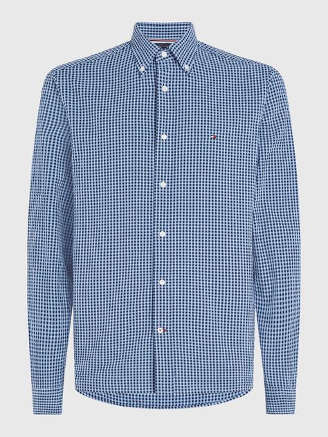 Camisa Vichy Corte Regular Celeste Tommy Hilfiger-4