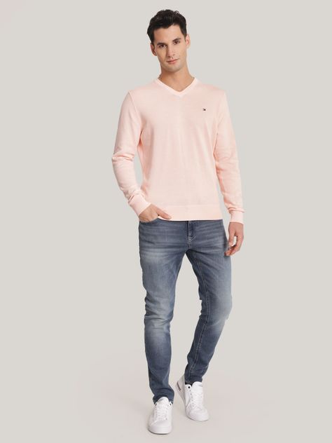 Sweater Básico Signature V-Neck Rosado Tommy Hilfiger-1