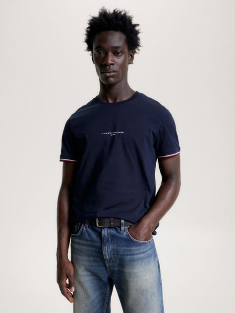 Polera Con Mangas Ribeteadas Azul Tommy Hilfiger-0