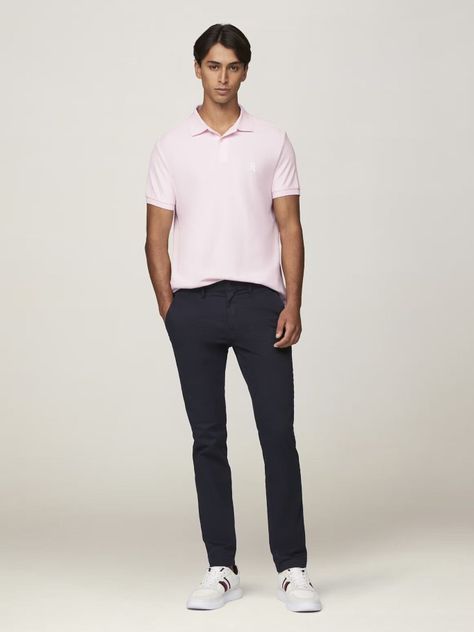 Polo Con Logo De Monogram Rosado Tommy Hilfiger-1
