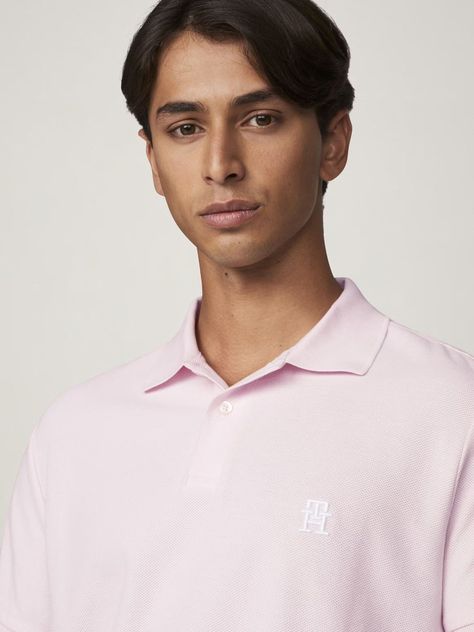 Polo Con Logo De Monogram Rosado Tommy Hilfiger-3