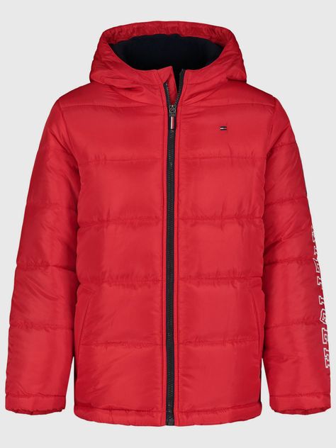 Parka De Niño Puffer Con Logo Rojo Tommy Hilfiger-0