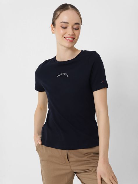 Polera Slim Fit Con Glitter Azul Tommy Hilfiger-0