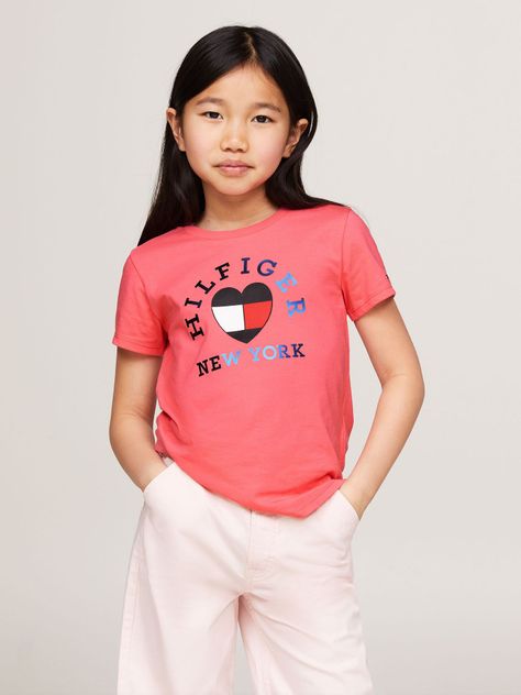 Polera Con Logo De Corazon Vinyl Rosado Tommy Hilfiger-0