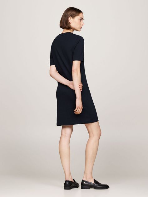 Vestido Con Logo Gráfico Script Azul Tommy Hilfiger-1
