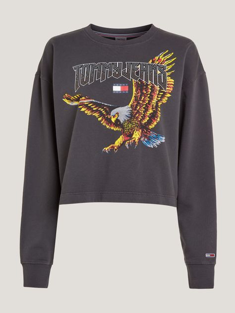 Polerón Cropped Con Print De Águila Negro Tommy Jeans-4