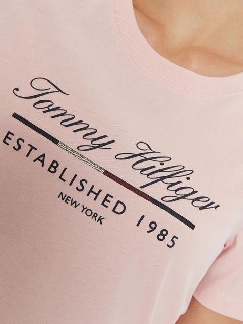 Polera Con Logo Gráfico Script Rosado Tommy Hilfiger-3