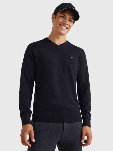 Sweater Básico Signature V-Neck Negro Tommy Hilfiger-0