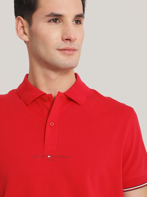 Polo Con Mangas Ribeteadas Rojo Tommy Hilfiger-3