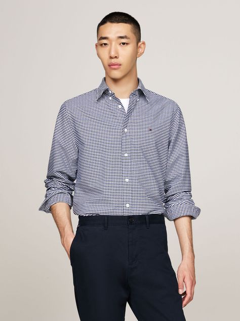 Camisa Heritage Oxford Gingham Regular Fit Azul Tommy Hilfiger-0