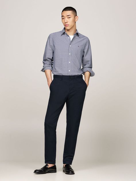 Camisa Heritage Oxford Gingham Regular Fit Azul Tommy Hilfiger-1