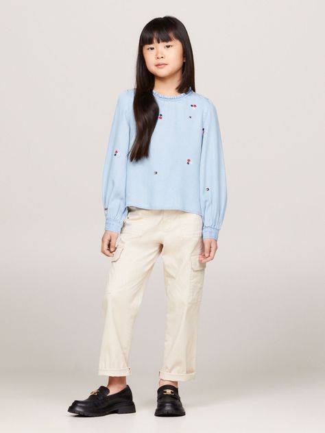 Blusa De Chambray Con Bordado Celeste Tommy Hilfiger-1