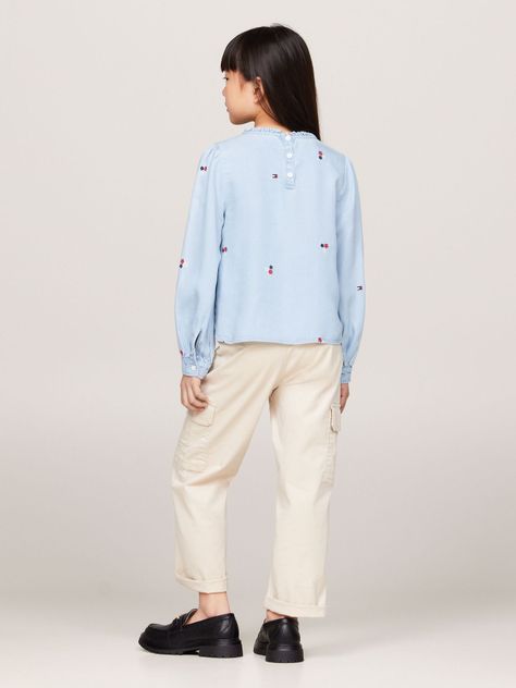 Blusa De Chambray Con Bordado Celeste Tommy Hilfiger-2