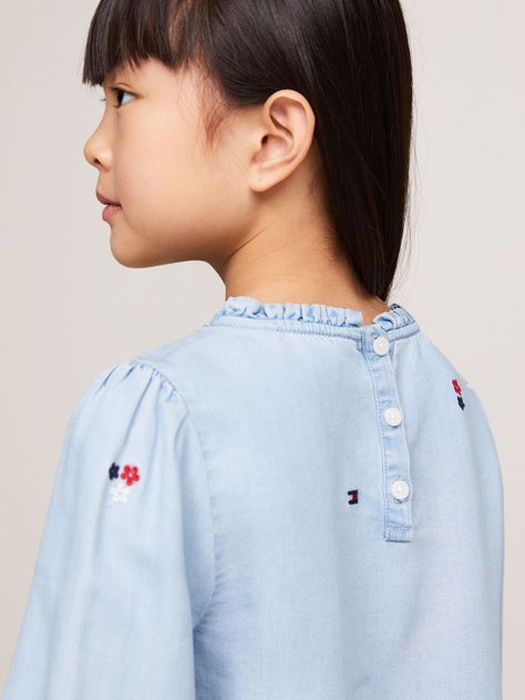 Blusa De Chambray Con Bordado Celeste Tommy Hilfiger-3