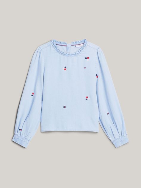 Blusa De Chambray Con Bordado Celeste Tommy Hilfiger-4