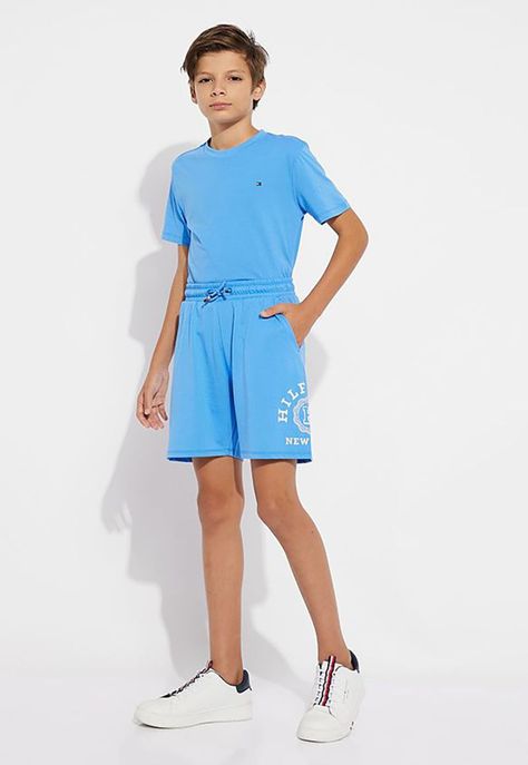 SHORT DE ALGODÓN LOGO CELESTE TOMMY HILFIGER-0