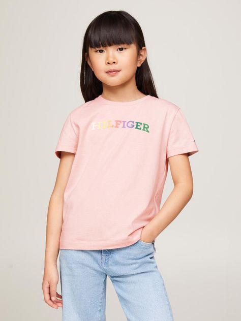 Polera Con Logo Niña Rosado Tommy Hilfiger-0