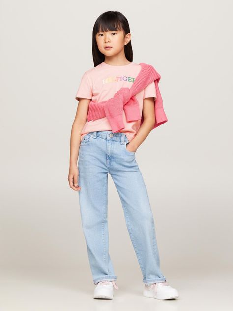 Polera Con Logo Niña Rosado Tommy Hilfiger-1