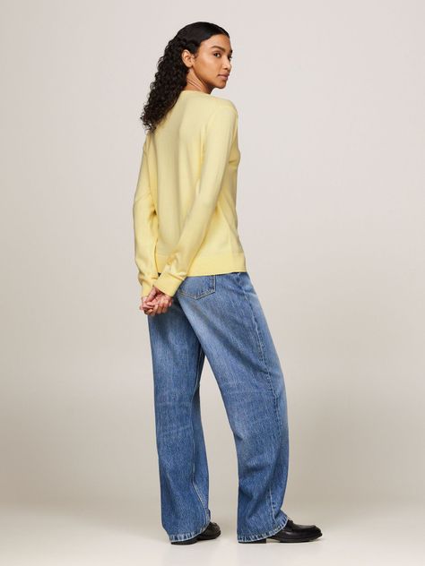 Sweater Solid V-Neck Amarillo Tommy Hilfiger-2