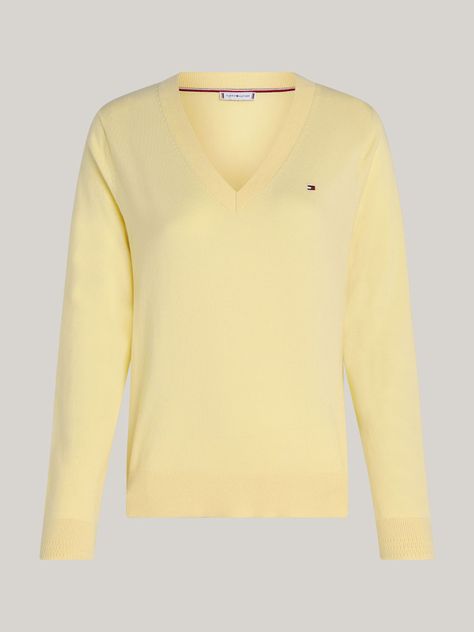 Sweater Solid V-Neck Amarillo Tommy Hilfiger-4