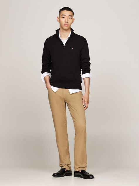 Sweater Essential Cotton Con Medio Cierre Negro Tommy Hilfiger-1