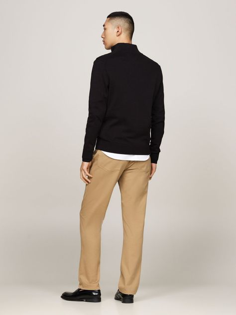 Sweater Essential Cotton Con Medio Cierre Negro Tommy Hilfiger-2