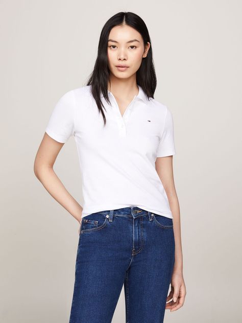 Polo Slim Fit Con Tejido Pique Blanco Tommy Hilfiger-0