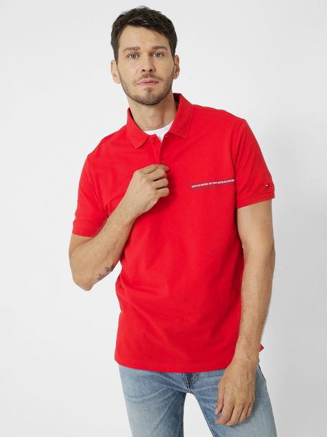 Polo Con Logo Monotipo Rojo Tommy Hilfiger-0
