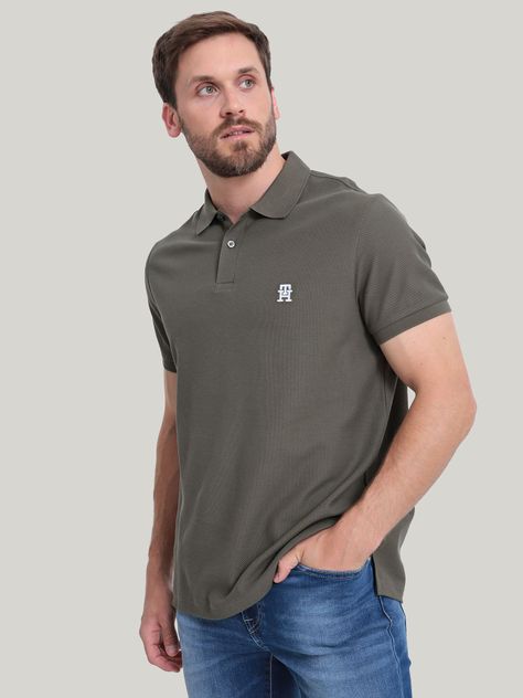 Polo Con Logo De Monogram Verde Tommy Hilfiger-0