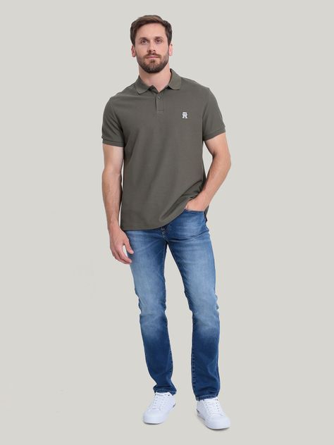 Polo Con Logo De Monogram Verde Tommy Hilfiger-1
