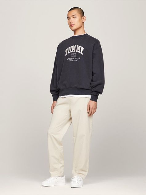 Polerón Relaxed Estilo Varsity Negro Tommy Jeans-1