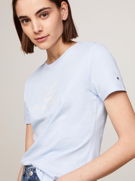 Polera Flag Logo Slim Fit Celeste Tommy Hilfiger-3