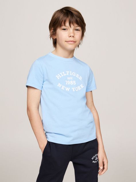 Polera Con Logo Aterciopelado Celeste Tommy Hilfiger-0