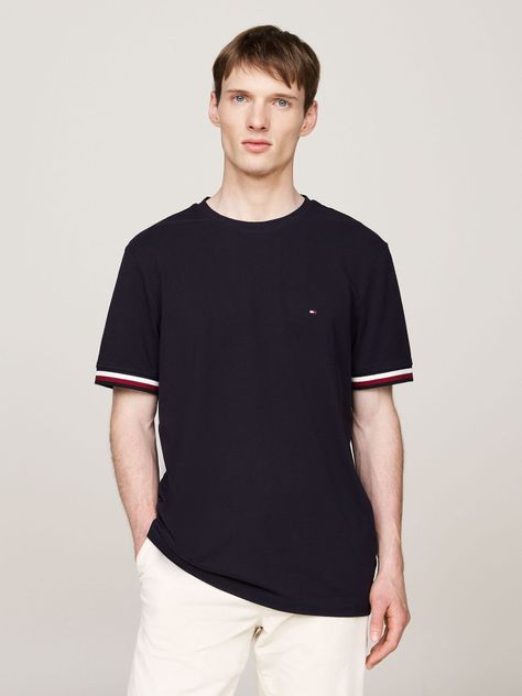 Polera Global Stripe De Piqué Azul Tommy Hilfiger-0